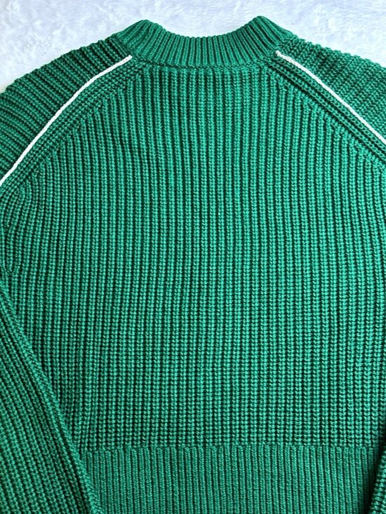 Everlane Womens Organic Cotton Chunky Knit Sweater Green Small Cropped Minimalis - Picture 8 of 12